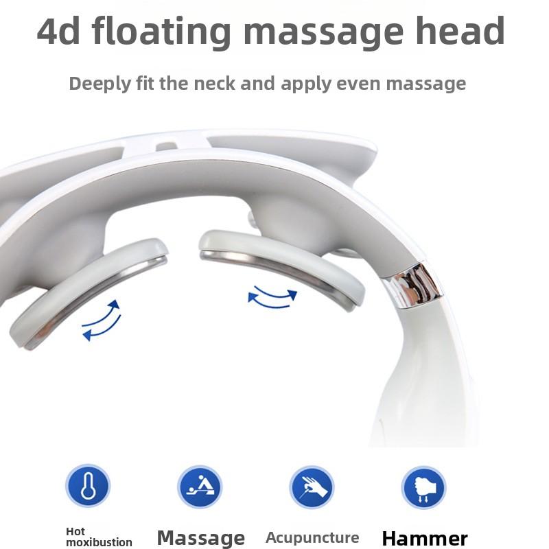 4 Massage Heads Neck Massager Pulse Heating Cervical Massager USB Rechargeable Neck Relax Device for Home Office