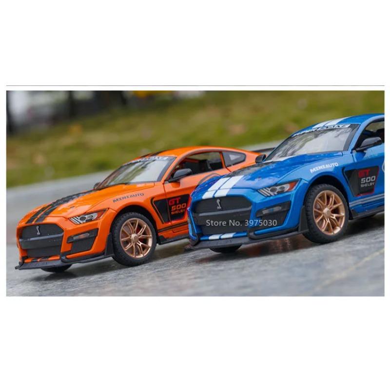 1/32 Sportwagen-Modellauto, Mustang Shelby GT500, Druckgussmetall, hochsimulierte Sound- und Lichtsammlung, Kinderspielzeug-Geschenke