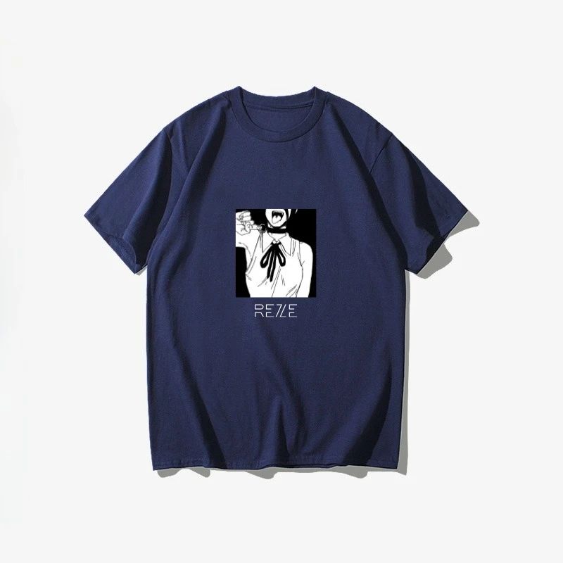 Winter and Autumn Chainsaw Man T-shirt Bomb Devil Reze Merchandise Short Sleeve Anime Japanese Style Black T-shirt Clothing