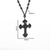 Black Obsidian Cross Pendant Necklace - European & American Retro Fashion Jewelry