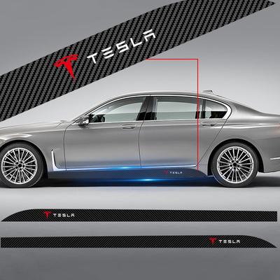 2 Adet Karbon Araç Kapı Yan Etek Eşik Şerit Sticker Çizilmez Yenileme stickerı Model 3 Model X S 2016-2020 için Çıkartmalar TM3 TMX TMS Çıkartma