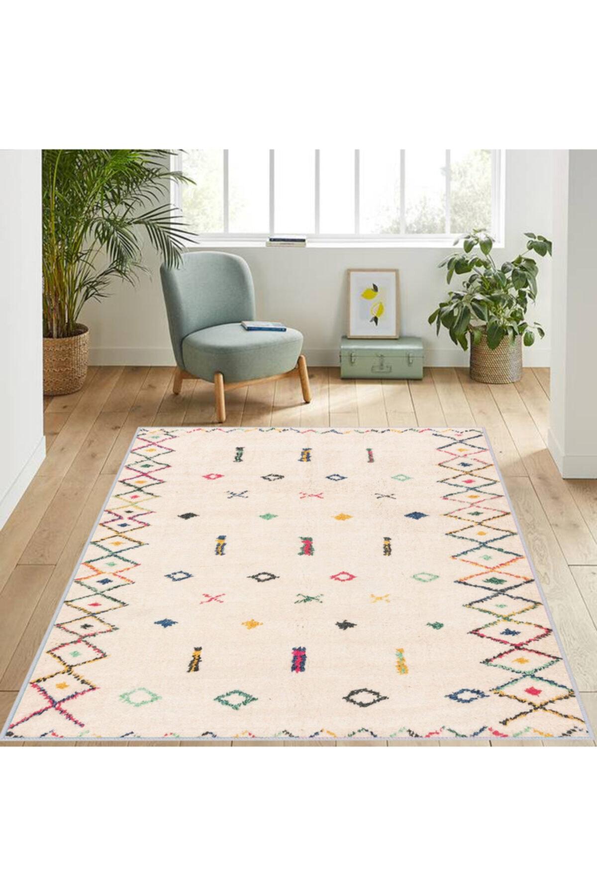 

Домашний моющийся ковер с принтом Rovigo RVG1210 50x80 бежевый