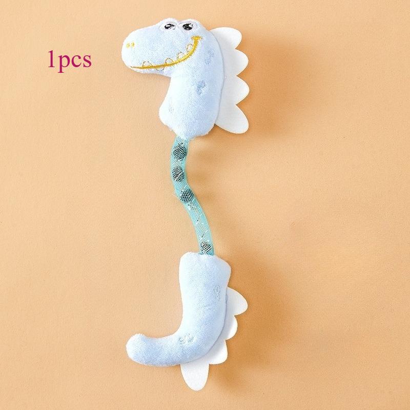 

2pcs Cute Plush Dinosaur Interactive Cat Toy Plastic Tube Pet Supplies Accessory синий