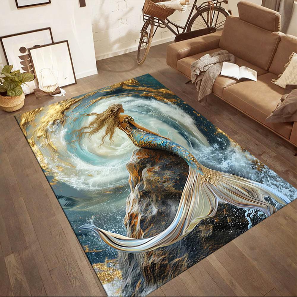 Mermaid's Underwater Adventure Floor Mats for Living Room, Bedroom and Room Decoration Are Suitable for Gifts.