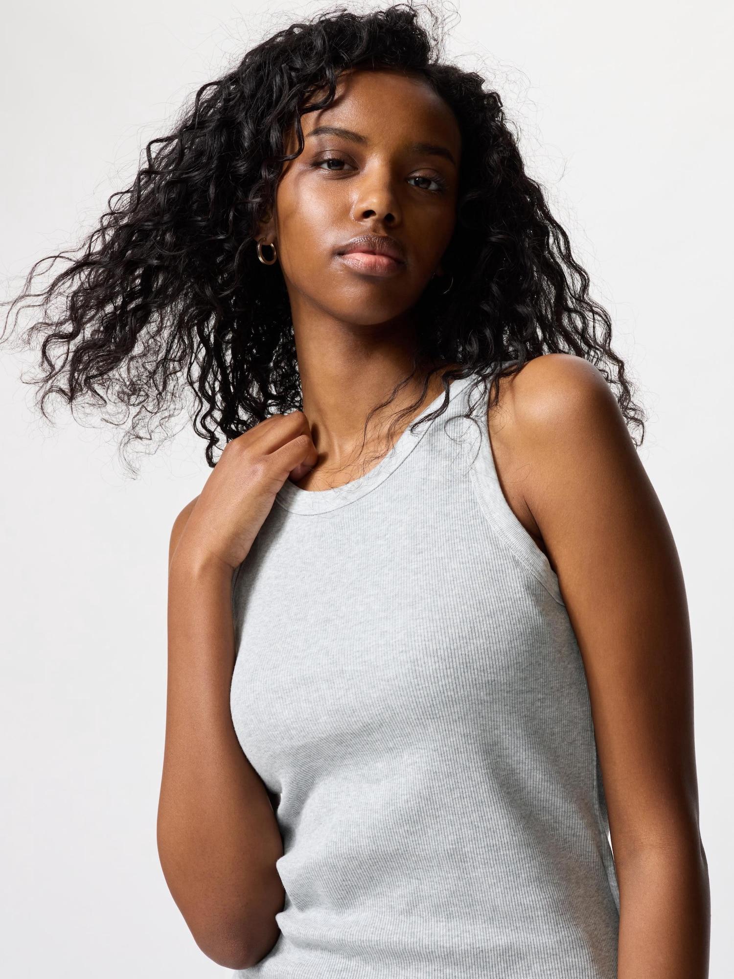 

Uniqlo Japan ребристый бюстгальтер-топ 02 LIGHT GRAY/M