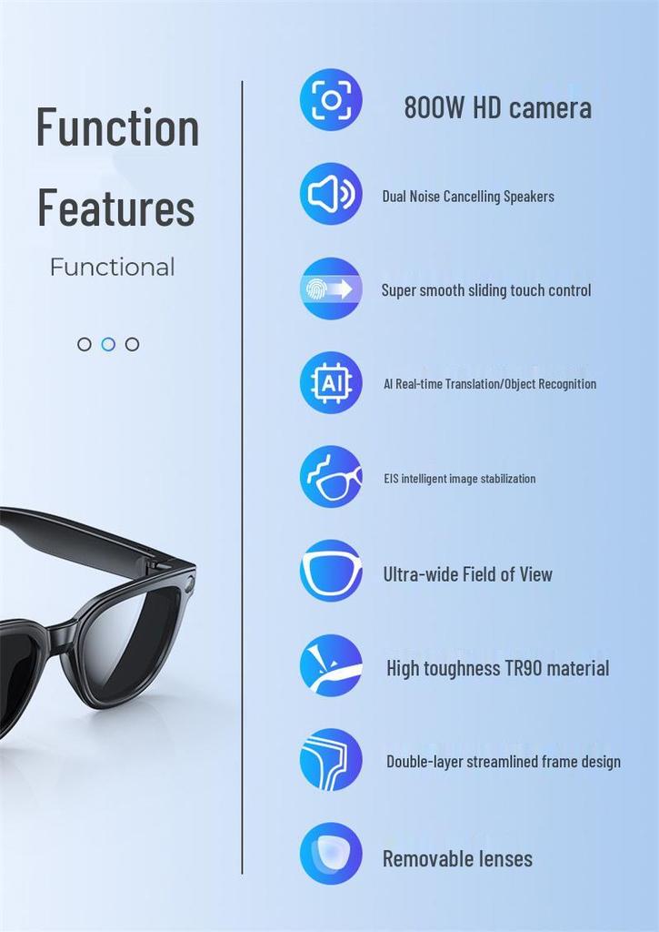 Cross M8 Smart Glasses: Bluetooth Calling, AI Translation, Object Recognition, Music, Detachable Lenses.