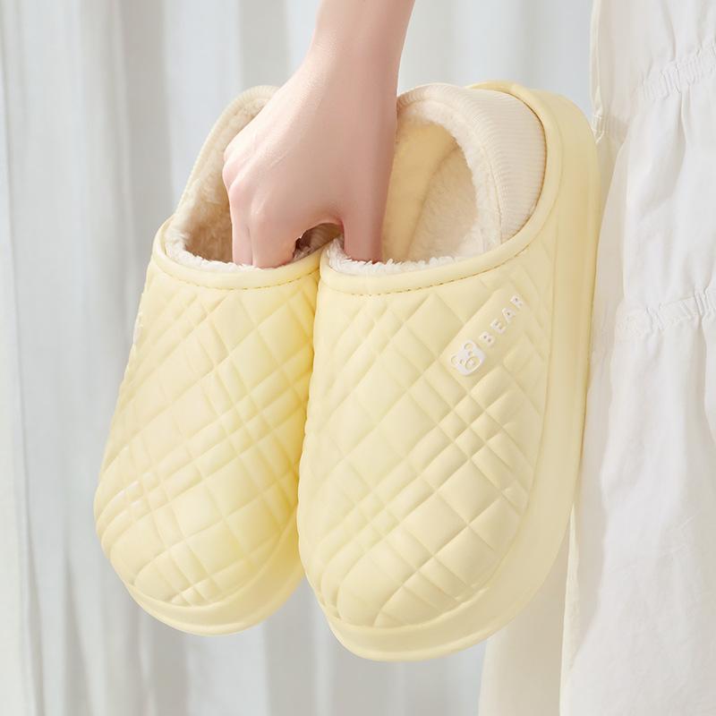 New waterproof cotton slippers men's autumn and winter indoor home thick bottom non-slip cotton drag women