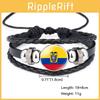 Unique South American Flag Time Gem Black Leather Multilayer Braided Bracelet