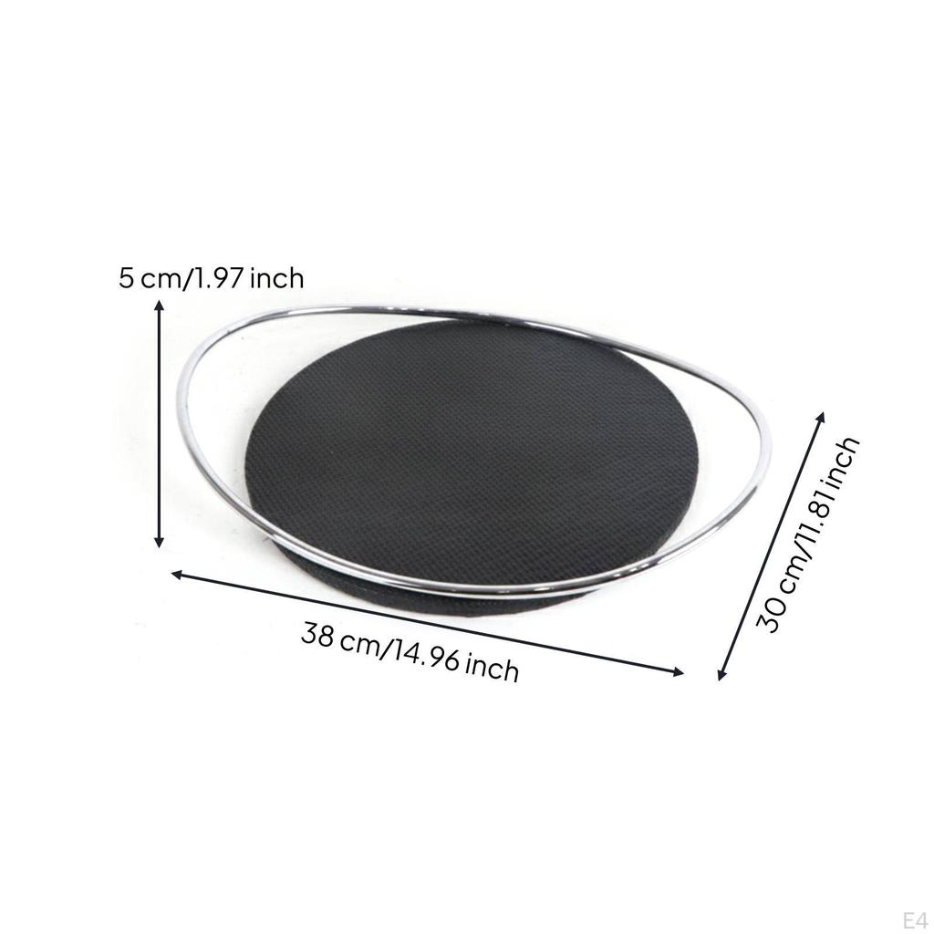 Oval Metal Tray Shallow Tabletop Open Handle Frame for Living Room Ss Wood