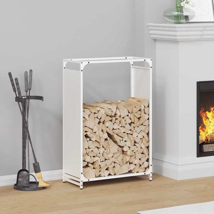 VidaXL Portant de bois chauffage blanc 60x28x90 cm, support à bûches de cheminée, support à bûches, support à bûches, 864212