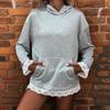 Oversized Hoodie Women Loose Pullover Sweatshirt Lace Trim Long Sleeve Casual Tops Fall Pocket