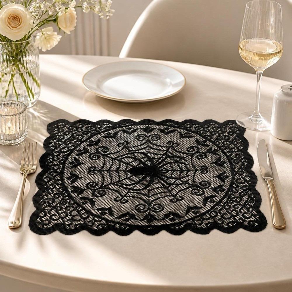 Skeleton Bat Dining Mat Spider Web Table Napkins Durable Lace Table Mat Kitchen Dining