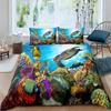Summer Beach King Queen Duvet Cover Blue Ocean Fish Bedding Set Hawaiian Sea Palm Trees Quilt Cover Marine Life Comforter Cover