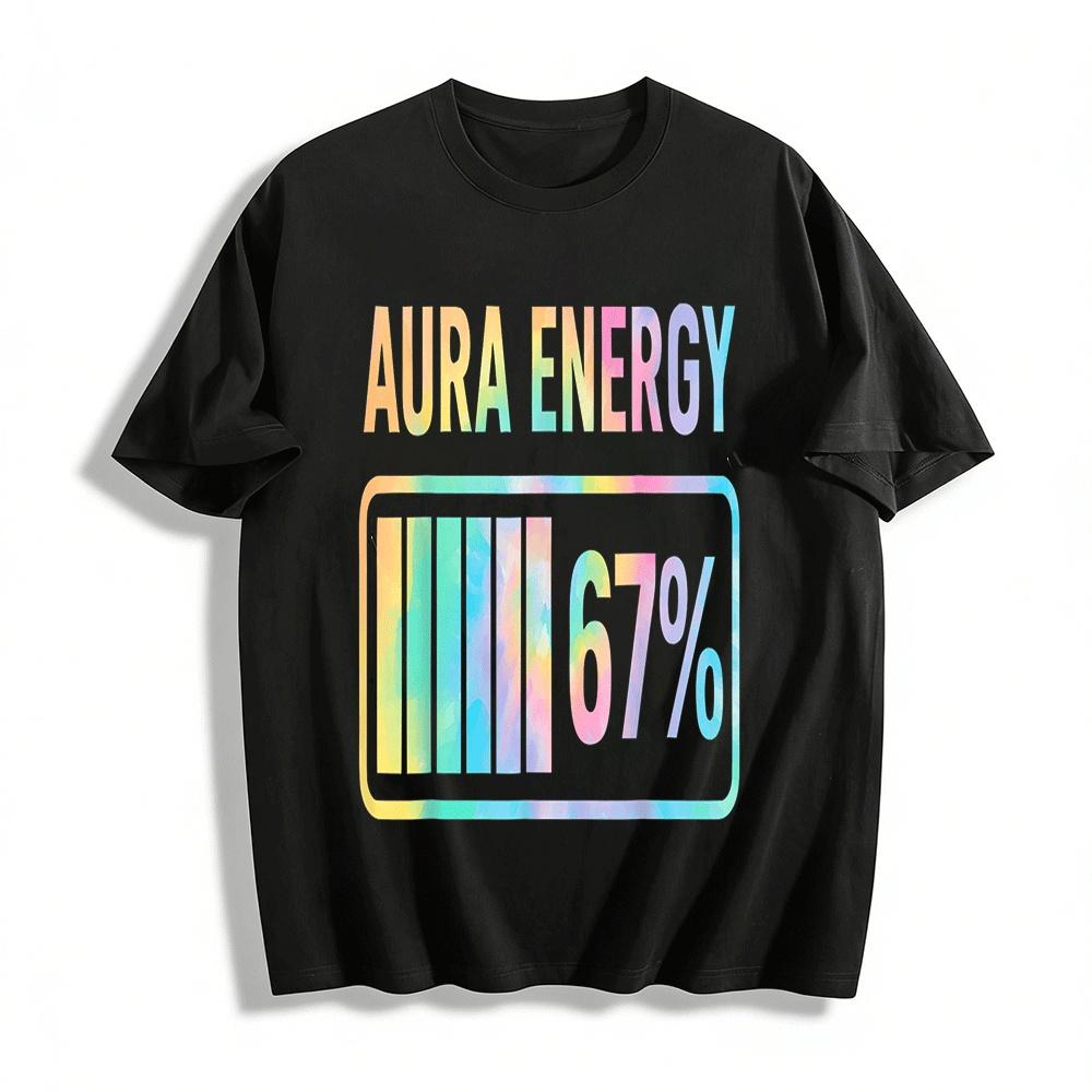 Gradient Aura Energy 67% Fun Creative Casual Short Sleeve Top Pure cotton T-shirt XXS