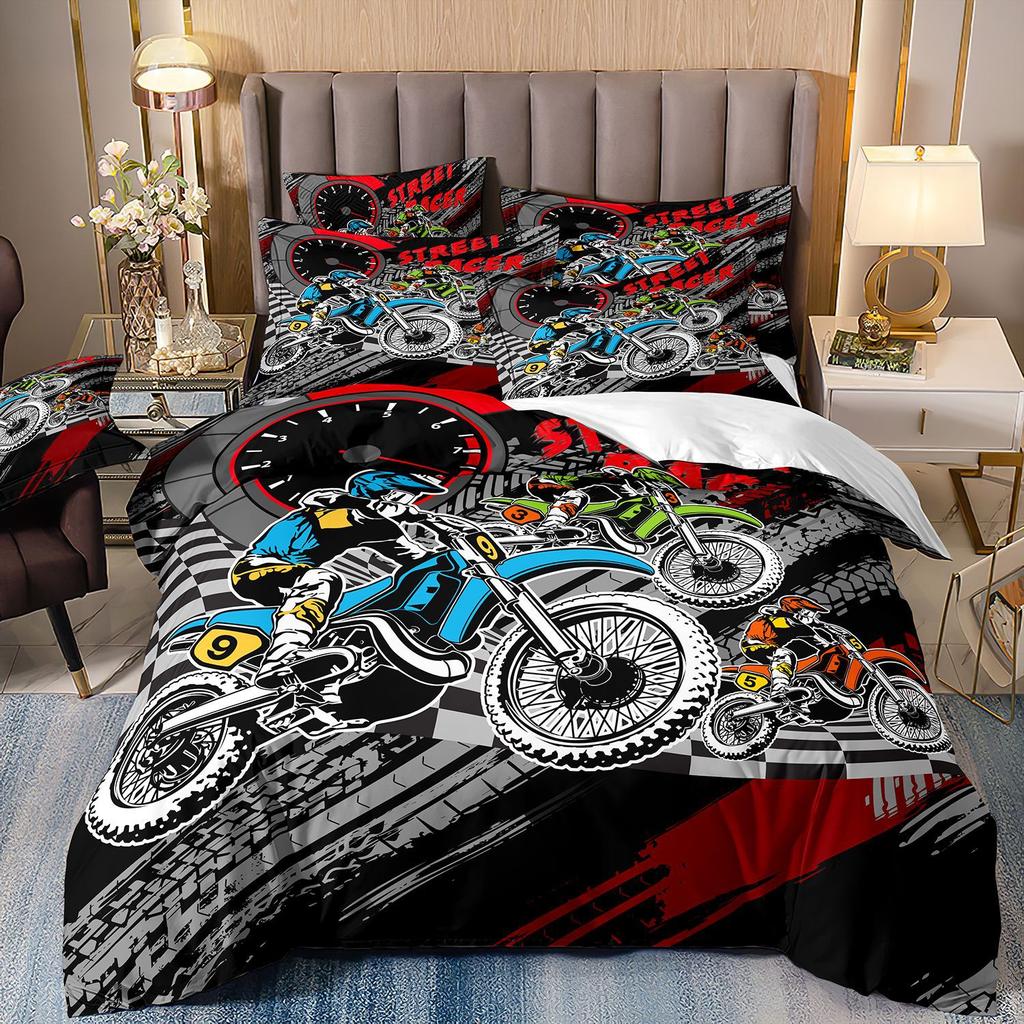 Bedding Three-Piece Set 3D Digital Printing Cartoon Fire Truck Children'S Polished Duvet Cover