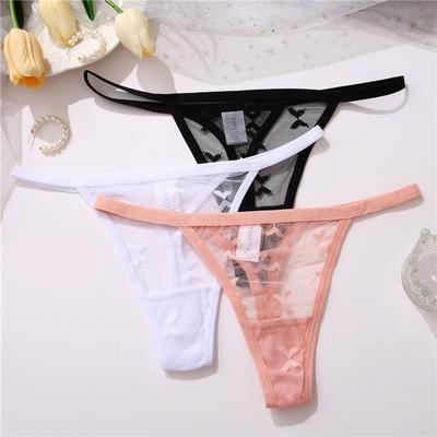 3KS/Sada  Kalhotky tanga s nízkým pasem Krajkové Sexy G-string Kalhotky  Průhledné   Dámské spodní prádlo Síťovaný Lingerie Set