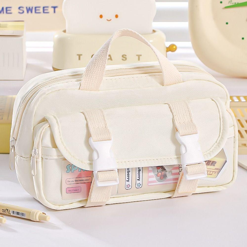 Einfache Handheld-Federtasche Klappdeckel-Design Tragbare Stifttasche Große Kapazität Schreibwarenbeutel Schüler