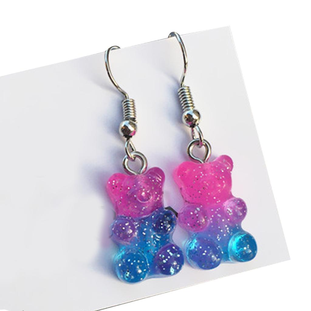 1 Pair Cartoon Candy Bear Pendant Earrings Colorful Resin Earrings Drop Danglers
