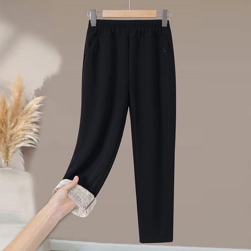 

Plus Velvet High-Waist Elastic Pants with Large Pockets for Middle-Aged and Elderly Women 3XL