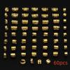 60pcs Hollow Dreadlock Hair Rings - European & American Popular Style