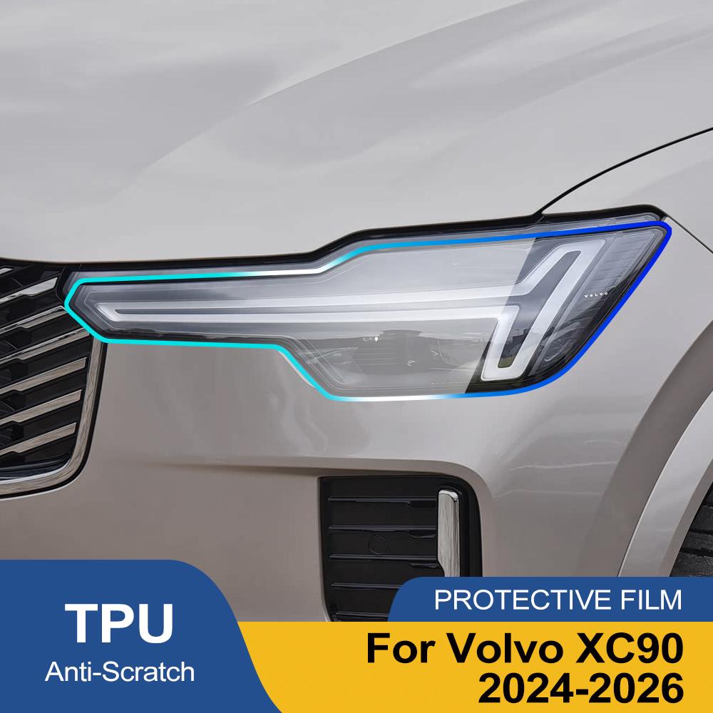 Premium High-Gloss Smoke Black TPU Car Headlight Protection Film for Volvo XC90 2016-2026 Pre-Cut PPF Anti-Scratch Vinyl Film