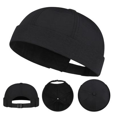 Randlose Schädelmütze für Herren Schnelltrocknend Atmungsaktiv Docker-Mütze Verstellbare Hafen-Landlord-Mütze Lässige Schirmlose Matrosenmütze