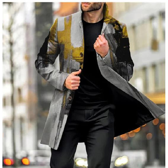 Spring New Men s Pocket Versatile Daily Retro Stand Up Collar Medium Long Woolen Coat Men s Casual Coat Men s Clothing M