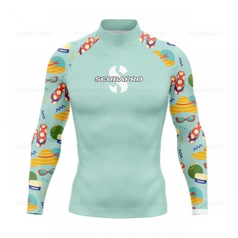 SCUBA Surfing Suit UPF50 Sunscreen Beach Swimsuit Diving Jellyfish Long-sleeved Split Top