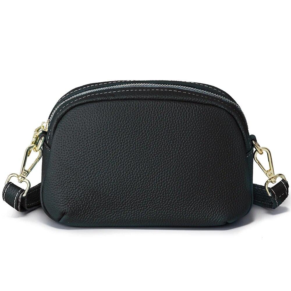 Zency Vintage Cowhide Leather Women Shoulder Bag Messenger Casual Small Leather Handbags Crossbody Pockets Simple Fashion Purses