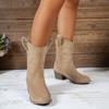 Damenstiefel 2026 Neue Cowboy Retro Leder Knöchelhohe Stiefel Bequem Bestickt 2026 Herbst Sexy Hohe Kurze Stiefel Botas Mujer