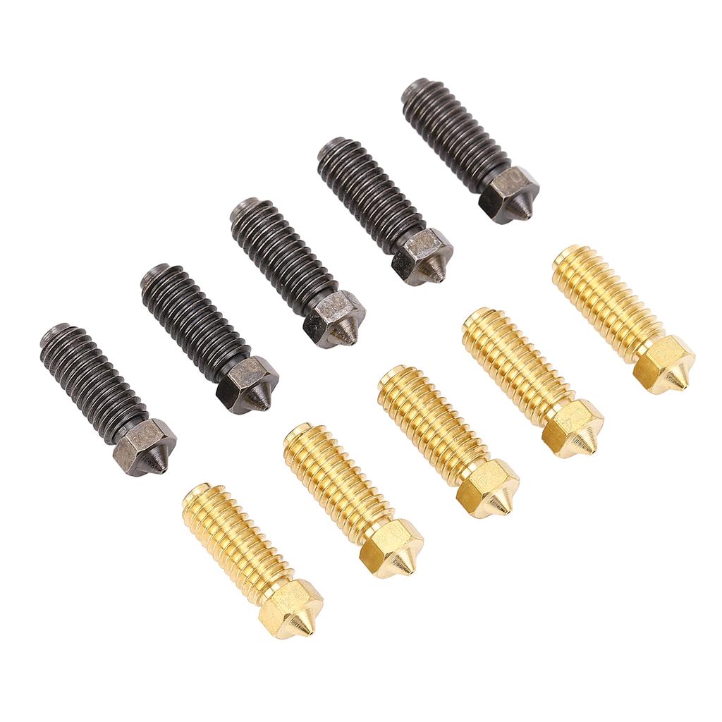 10Pcs 3D Printer Nozzles Hotend Replacement Nozzle Kit 0.4mm Brass and Hardened Steel for Kobra 3