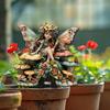 Picchetto per Giardino delle Fate con Ali, Elfo in Acrilico su Fungo Decorazione da Esterno, Ornamento Impermeabile per Piante per Fiori in Vaso Cortile