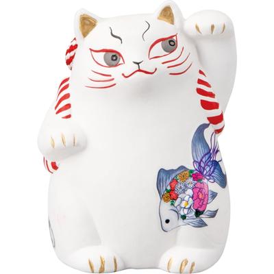 Neues Sparschwein 9 x 12cm Japanische Waren Japan Geschenk Concierge Katzenwaren Weiß Hergestellt in Japan Niedlich "Kabuki Katze" Maneki-neko Ca.. san4578-1