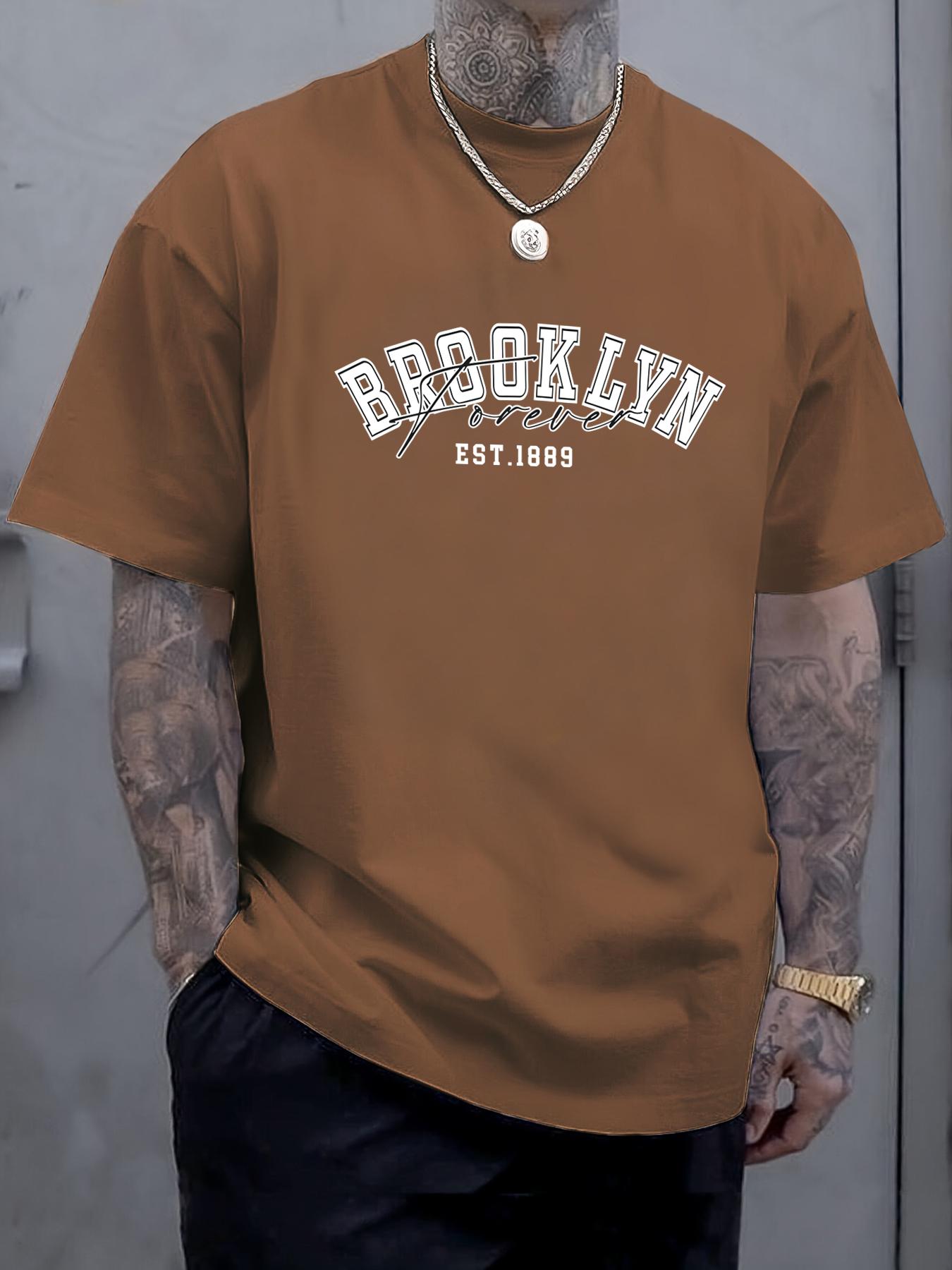Brooklyn Forever Letter Print Man T-Shirt Summer Oversized Short Sleeve Crewneck Cotton T Shirts Hip Hop Casual Streetwear S разноцветный