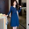 Wollpulloverkleid für Damen - Elegant tailliert, mit Gürtel, für Herbst/Winter, als Oberbekleidung oder Basisschicht tragbar