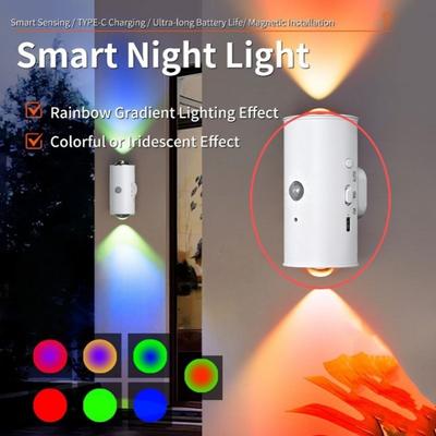 Smart Cat Eye Dual Head Motion Sensor Wall Light With Auto On/Off, 16 RGB Colors, 3M Range For Bedroom Hallway Stairs Magnetic Mount
