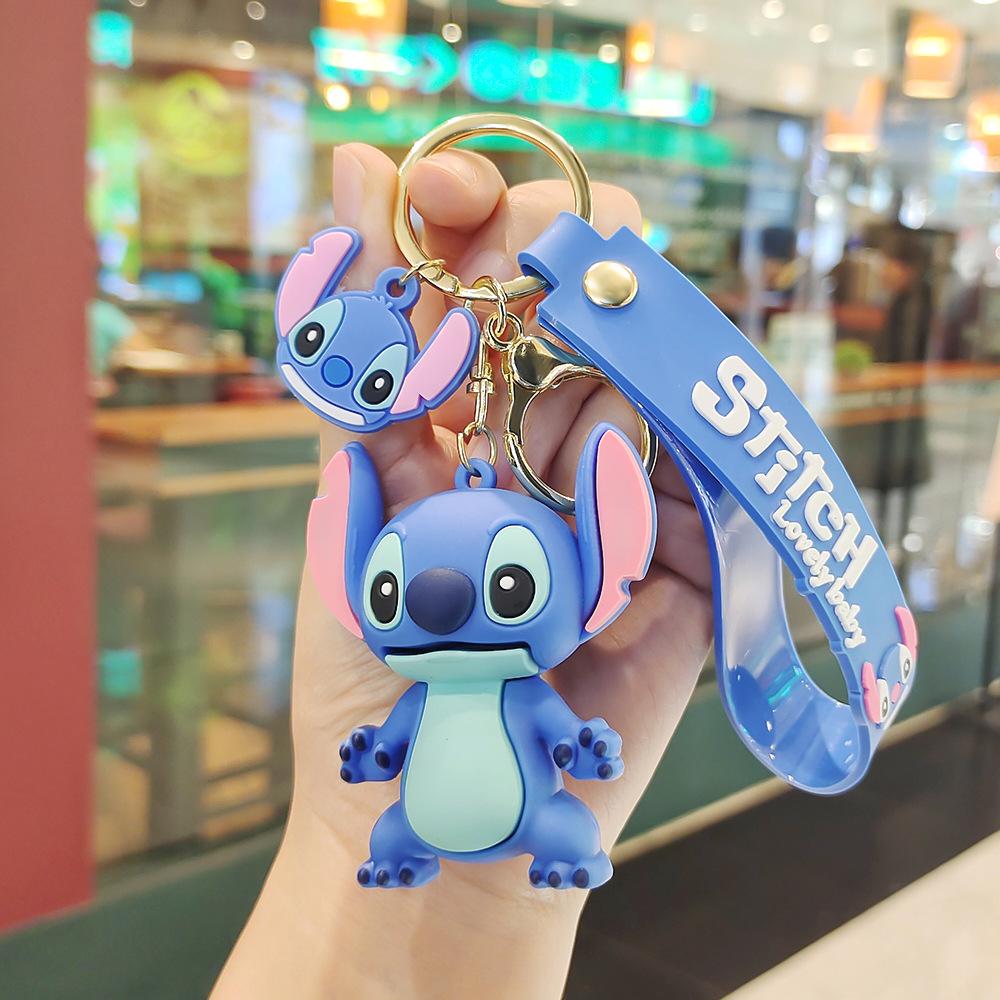 

Cartoon Stitch Keychain: Cute Mini Doll Pendant for Backpack or Car Keys синий