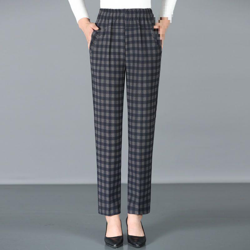 Plus Size High Waist Elastic Pants for Middle-Aged Women - Straight Leg, Casual Grandma Pants