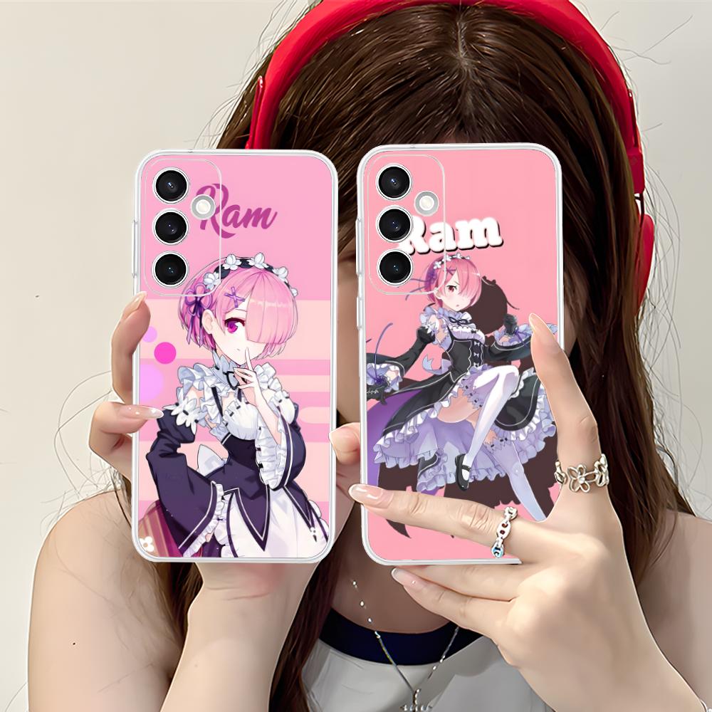ReZero Ram Waifu Mobile Phone Case for Samsung Galaxy S25 S24 S23 S22 S21Plus FE Ultra Clear Colorful Cover Luxury Smartphone