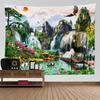 Přírodní krajina gobelín Horský vodopád pták den květina nástěnná závěsná bytová nástěnná dekorace pozadí nástěnný gobelín