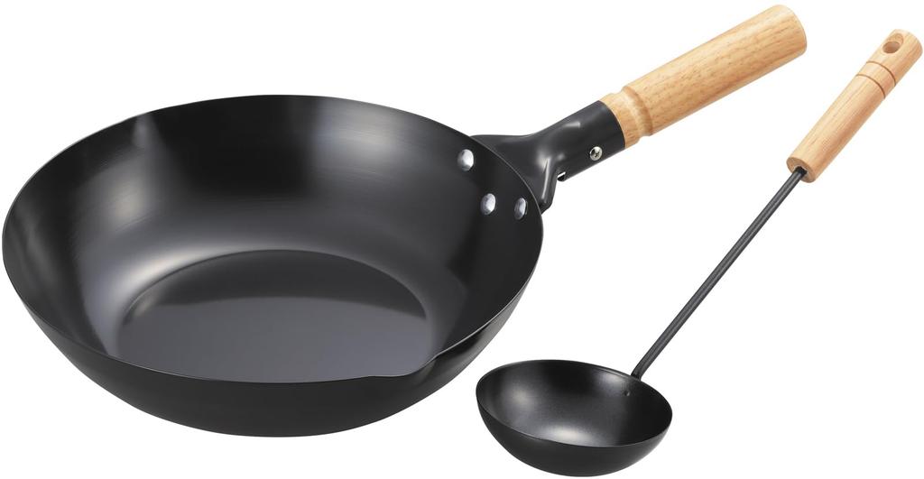 Tamahashi Fanxia Iron Peking Pot with Wooden Handle, 28cm, Ladle Included, FAN-28P
