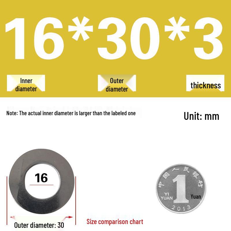 Galvanized Metal Flat Washer - Thin, Thickened, Enlarged Edge, Round, Sizes M3 to M10