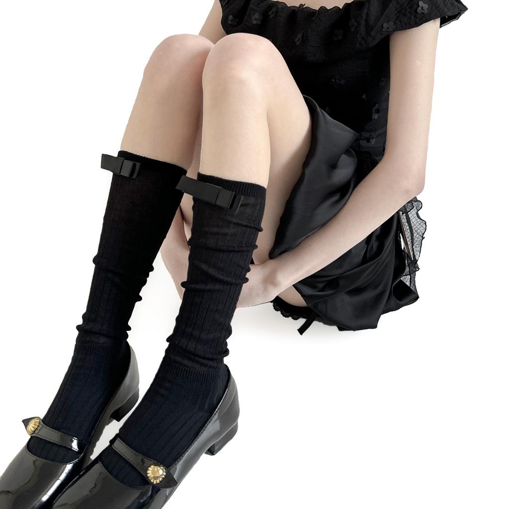 Spring Summer Ballet Style Women Socks Thin Breathable Elastic Long Socks Cute Bow JK Lolita Sweet Girls Kawaii Socks Stockings