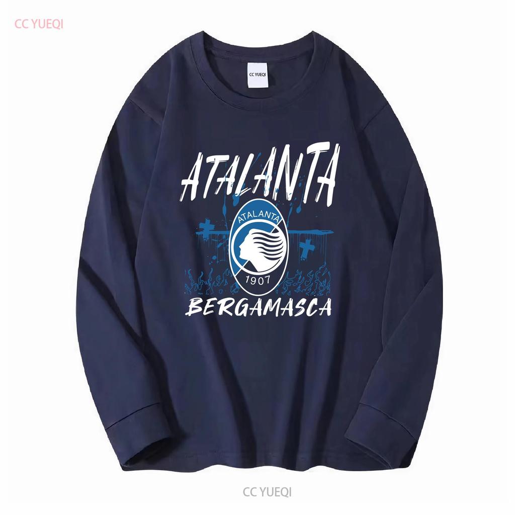 Atalanta Tričko Bergamasca Calcio La Dea Gli Orobici Nerazzurri Bergamo dlhý alebo krátky rukáv vintage Prané Bežné Mäkké