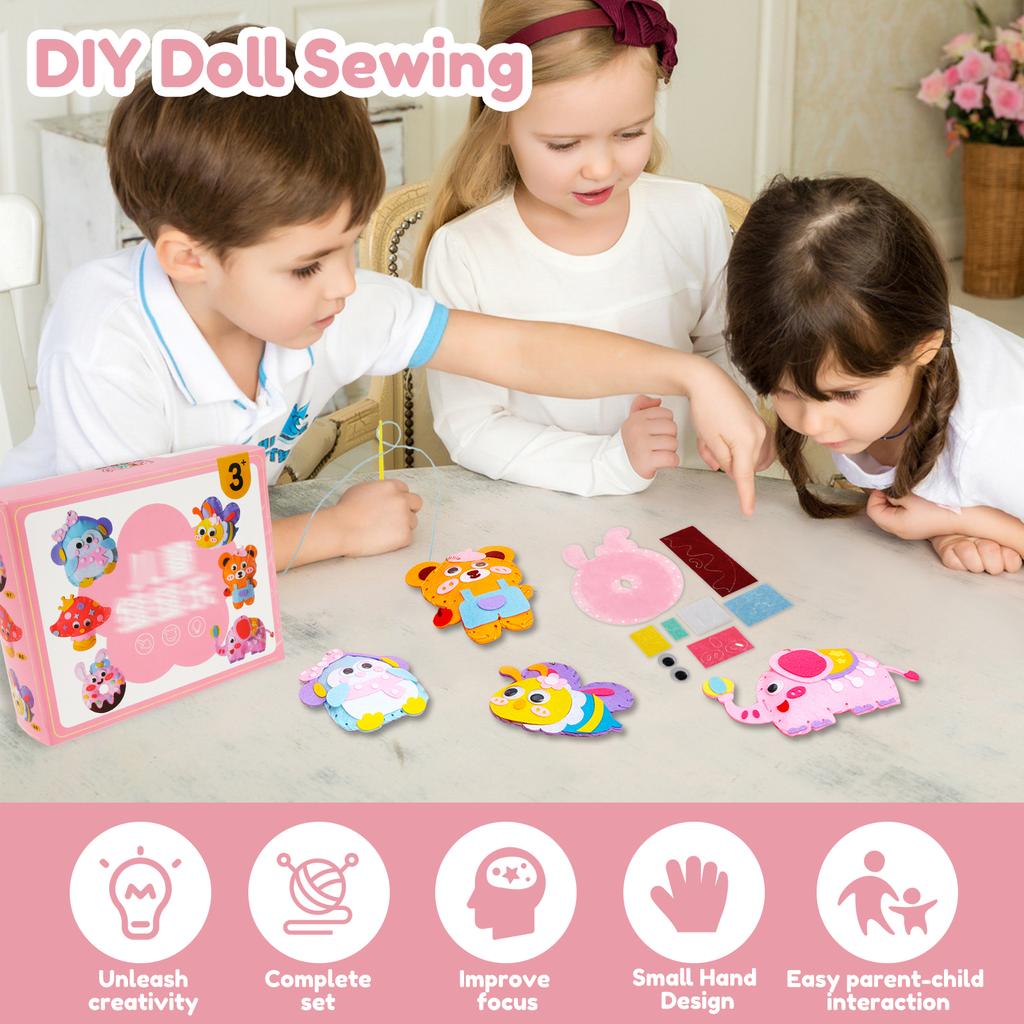 Toy Sewing Kit Easy Sewing Doll Kit for Beginner Handcraft Sewing Fun Learn To Sew Colorful DIY Handcraft Sewing Fun Kits