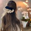 1PC Korean Wave sweet and fashionable spring hairpin, designed with exquisite lace and tassel, with a semi-tied ponytail shape, cute velvet hairpin