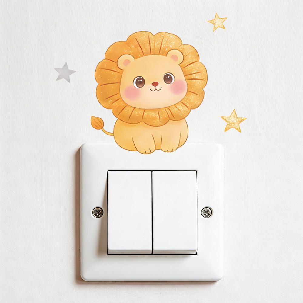 Cartoon Cute Animal Bedroom and Dining Room Background Switch Decoration Stickers