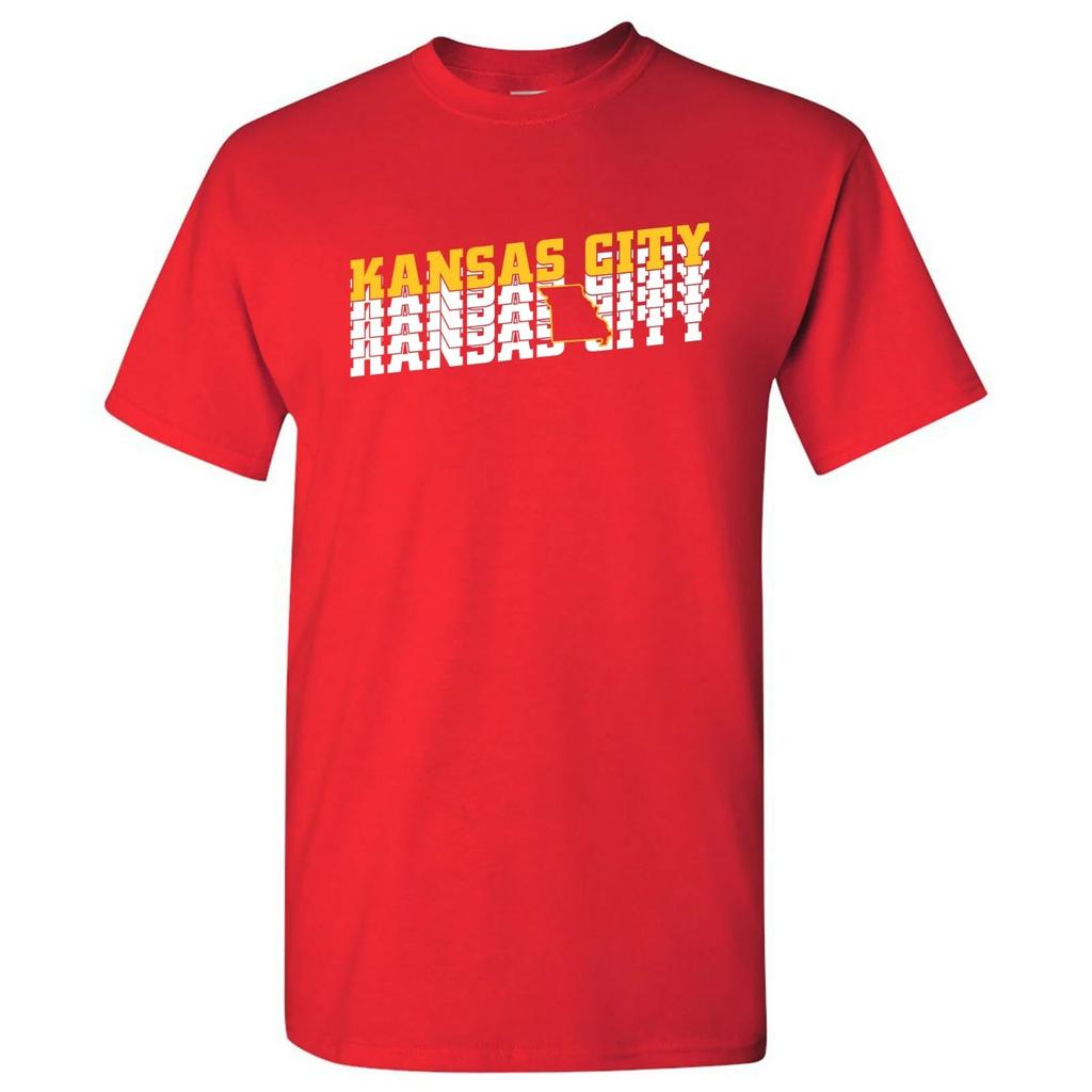 Kansas City Retro Repeat - Sports Team City Pride Tailgating T Shirt -Red