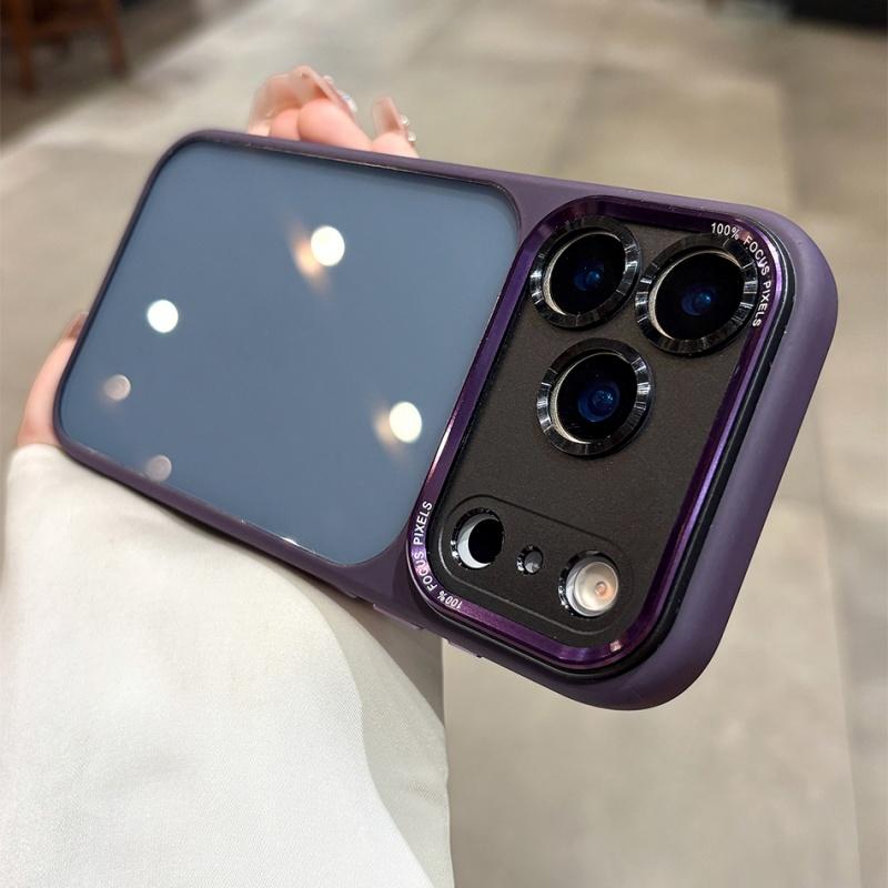 Luxury Orange Transparent Phone Case For iPhone 17 16 Pro Max 17 Pro 16 Metal Lens Shockproof Hard Acrylic Bumper Clear Cover