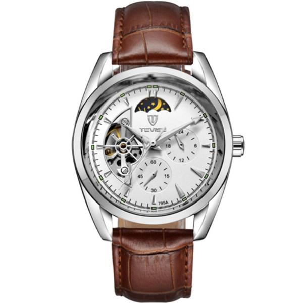 JPM TEVISE Men's Automatic Metal Watch Leather Watch 10 Types TVX01,Korean Popular Watches